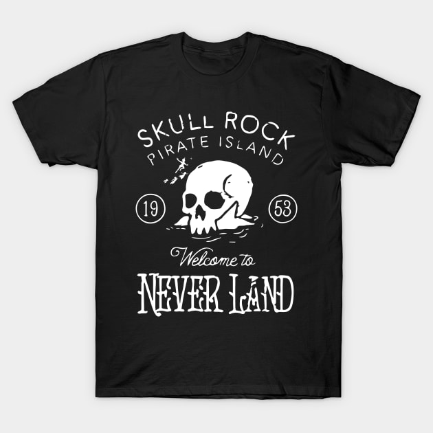 Skull rock pirate island Welcome to never land T-Shirt by GillTee